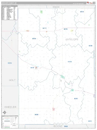Antelope County, NE Classic style ZIP Code wall map