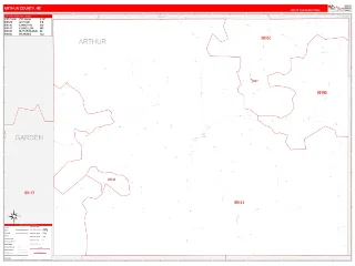 Arthur County, NE RedLine style ZIP Code wall map