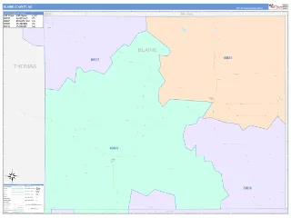 Blaine County, NE ColorCast style ZIP Code wall map