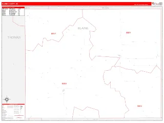 Blaine County, NE RedLine style ZIP Code wall map