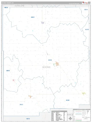 Boone County, NE Classic style ZIP Code wall map