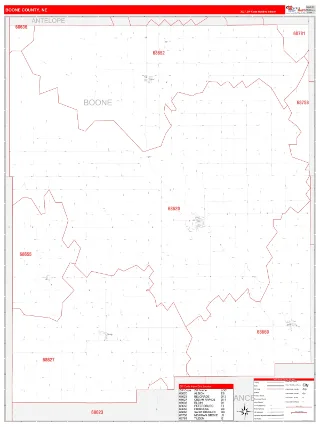 Boone County, NE RedLine style ZIP Code wall map