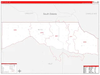 Boyd County, NE RedLine style ZIP Code wall map