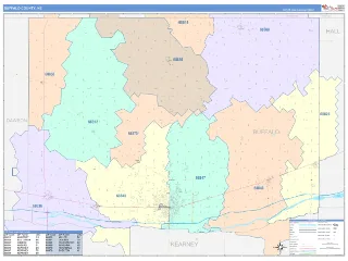 Buffalo County, NE ColorCast style ZIP Code wall map