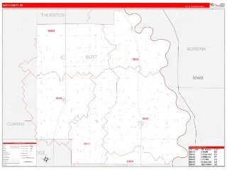 Burt County, NE RedLine style ZIP Code wall map
