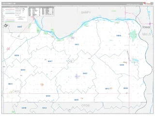 Cass County, NE Classic style ZIP Code wall map