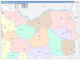 Cass County, NE ColorCast style ZIP Code wall map