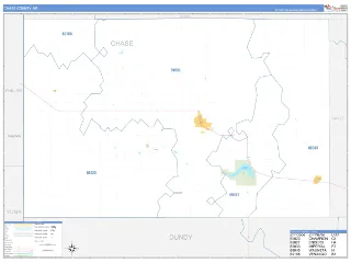 Chase County, NE Business Reference style ZIP Code wall map