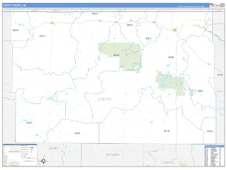 Cherry County, NE Business Reference style ZIP Code wall map
