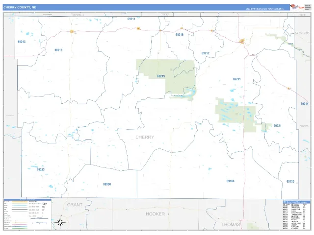 Cherry County, NE ZIP Code Wall Map, Business Reference style