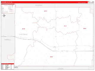 Cheyenne County, NE RedLine style ZIP Code wall map