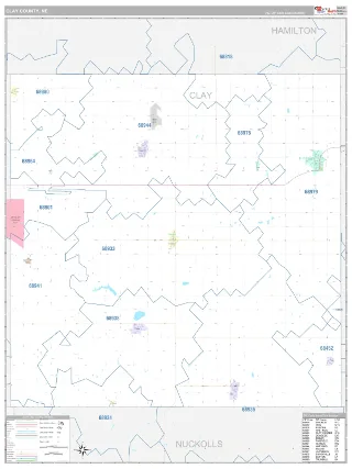 Clay County, NE Classic style ZIP Code wall map