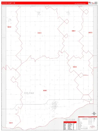 Colfax County, NE RedLine style ZIP Code wall map