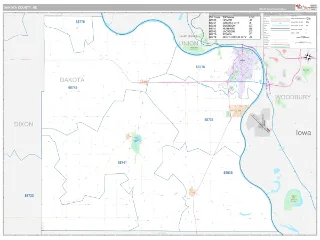 Dakota County, NE Classic style ZIP Code wall map