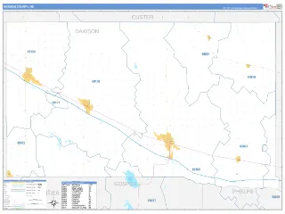 Dawson County, NE Business Reference style ZIP Code wall map