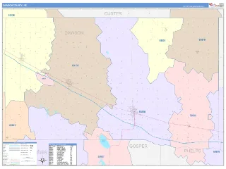 Dawson County, NE ColorCast style ZIP Code wall map