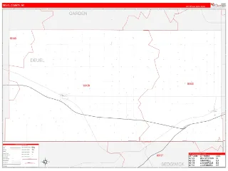 Deuel County, NE RedLine style ZIP Code wall map