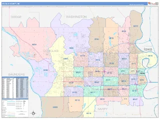Douglas County, NE ColorCast style ZIP Code wall map
