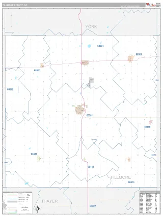 Fillmore County, NE Classic style ZIP Code wall map