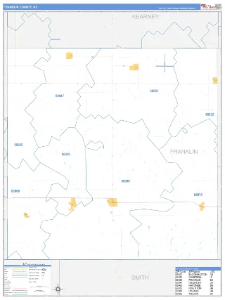 Franklin County, NE Business Reference style ZIP Code wall map