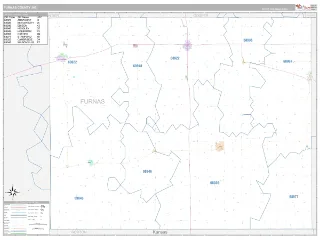Furnas County, NE Classic style ZIP Code wall map
