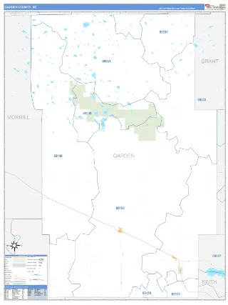 Garden County, NE Business Reference style ZIP Code wall map