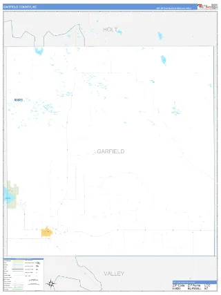 Garfield County, NE Business Reference style ZIP Code wall map