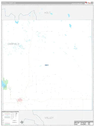 Garfield County, NE Classic style ZIP Code wall map
