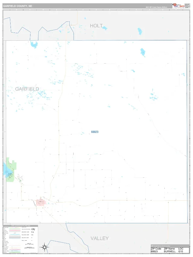 Garfield County, NE ZIP Code Wall Map, Classic style
