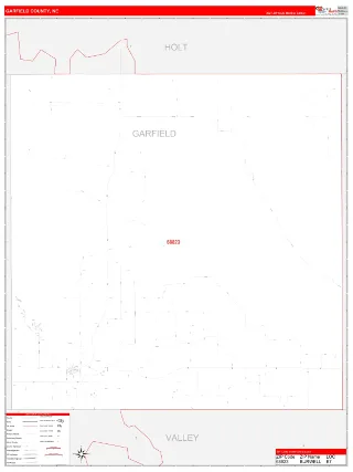 Garfield County, NE RedLine style ZIP Code wall map