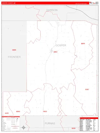 Gosper County, NE RedLine style ZIP Code wall map