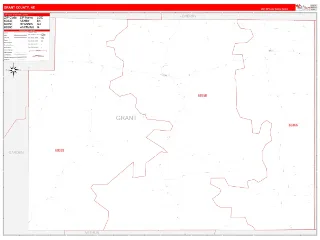 Grant County, NE RedLine style ZIP Code wall map