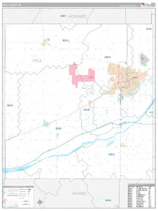 Hall County, NE Classic style ZIP Code wall map
