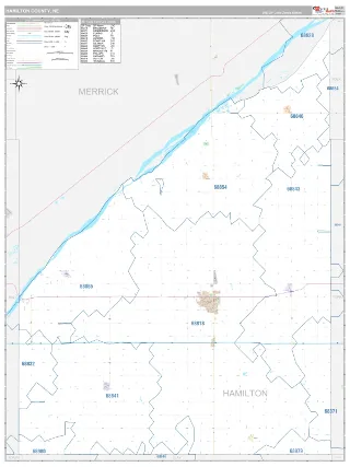 Hamilton County, NE Classic style ZIP Code wall map