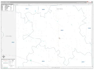 Hayes County, NE Classic style ZIP Code wall map