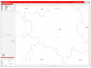 Hayes County, NE RedLine style ZIP Code wall map