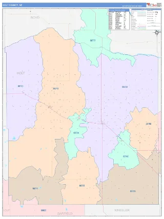 Holt County, NE ColorCast style ZIP Code wall map