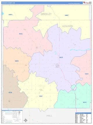 Howard County, NE ColorCast style ZIP Code wall map