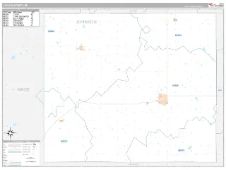 Johnson County, NE Classic style ZIP Code wall map