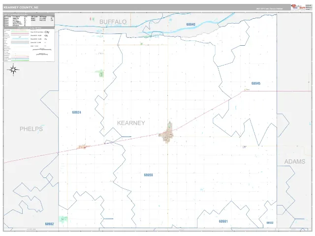 Kearney County, NE ZIP Code Wall Map, Classic style