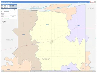 Kearney County, NE ColorCast style ZIP Code wall map