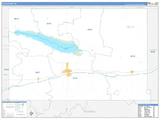 Keith County, NE Business Reference style ZIP Code wall map