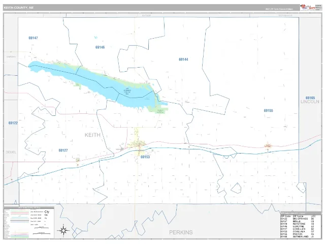 Keith County, NE ZIP Code Wall Map, Classic style