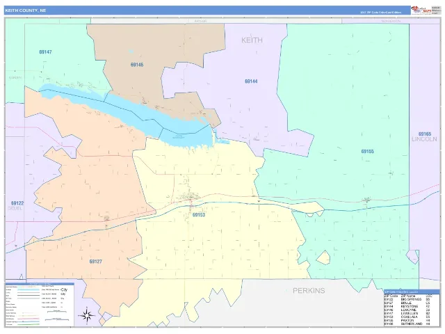 Keith County, NE ZIP Code Wall Map, ColorCast style