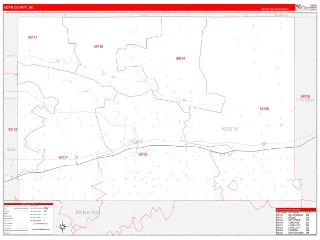 Keith County, NE RedLine style ZIP Code wall map