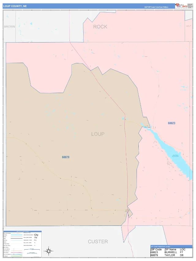 Loup County, NE ZIP Code Wall Map, ColorCast style