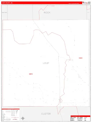 Loup County, NE RedLine style ZIP Code wall map