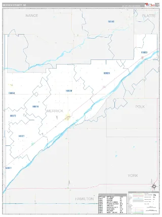 Merrick County, NE Classic style ZIP Code wall map