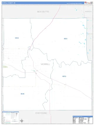 Morrill County, NE Business Reference style ZIP Code wall map