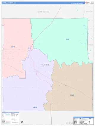 Morrill County, NE ColorCast style ZIP Code wall map